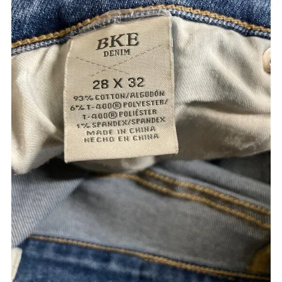 BKE Payton Jeans Womens 28x32 Blue Mid Rise Ankle Skinny Raw Hem Faded Whiskered - Picture 8 of 9